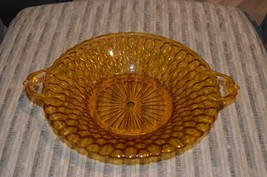 VTG Indiana Glass Company Amber Depression Glass Bowl with Handles Honeycomb Pat - £9.96 GBP