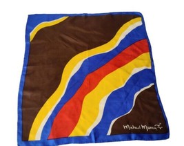 Vtg Michael Murray Hand Rolled Silk Scarf Colorful 21 x 21 Signed MCM Rainbow - £16.42 GBP