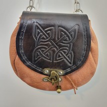 Handmade Leather Celtic Knot Embossed Crossbody Pouch Bag Adjustable Cha... - £38.48 GBP