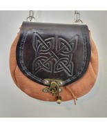 Handmade Leather Celtic Knot Embossed Crossbody Pouch Bag Adjustable Cha... - $66.33 CAD