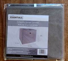 Essentials 9x9x8 Collapsible Storage Container Bin Box Square Gray NEW - £3.91 GBP