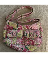 Vera Bradley Womens Pink White Green Flowers Purse 2 Outside Flap Pocket... - $23.50 CAD