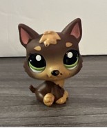 Littlest Pet Shop German Shepherd #2137 Puppy Dog Tan Brown Green Dot Eyes - £7.79 GBP