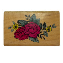 Comotion Cabbage Roses Leaves Flowers Rubber Stamp 671 Vintage 1993 - £6.14 GBP