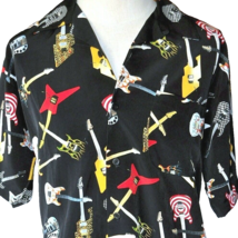 Hard Rock Cafe Las Vegas Guitars Vtg Dragonfly Camp Shirt size Large Mens Axes - £56.93 GBP