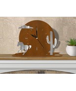 15.5in W Western Theme Full Moon Shelf or Mantel Clock - Horse and Cactus - $104.00