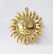 Golden Sun Face Hanging, Round Shape Brass Made, Size Aprox 7inches Pack... - £13.63 GBP