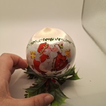 Vintage Rauch Industries Ornament Santa &amp; Mrs. Claus Satin Ball With Mis... - £4.51 GBP