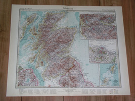 1932 Original Vintage Map Of Scotland Highlands Lowlands Edinburgh Glasgow - £20.18 GBP