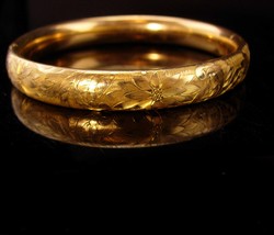1900s Victorian bracelet / Vintage gold filled / antique bangle / Hinged floral  - £255.56 GBP
