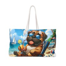 Personalised/Non-Personalised Weekender Bag, Summer Beach Dog, Bull Mastiff, Lar - £38.45 GBP