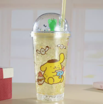 Cute cartoon summer creative student double plastic ice cup with ice and straw - £31.91 GBP