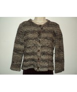 JANA Size S/P Small Petite Women&#39;s Cardigan Sweater Browns Nubby &amp; Fuzzy - £11.73 GBP
