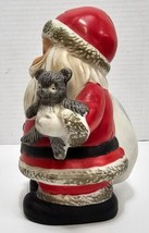 Vtg Santa Claus Porcelain Coin Piggy Bank Complete With Plug Christmas - $14.52