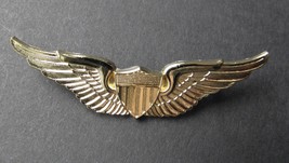 US ARMY AVIATION BASIC GOLD COLORED AVIATOR WINGS LAPEL PIN BADGE 2.6 IN... - $6.54