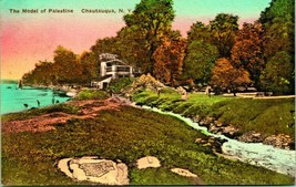 Model Of Palestine Chautauqua Lake New York NY Hand Colored Albertype Postcard - £3.10 GBP