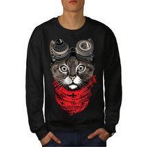 Wellcoda Aviator Fashion Cool Cat Mens Sweatshirt,  Casual Pullover Jumper - £24.08 GBP+