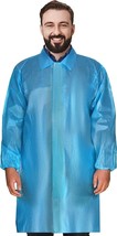 10ct Blue Polypropylene Disposable Lab Coats 40 gsm 40&quot; Long XL /w Hook &amp; Loop - £22.49 GBP