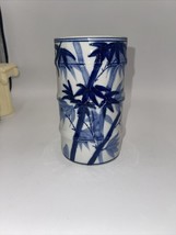 Blue and white bamboo carved Vase or brush holder 6 inches - £13.57 GBP