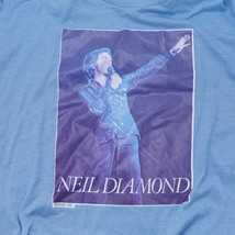 Vintage Neil Diamond 80s Shirt Graphic Tee Stage Singing Teal Light Blue Size XL - £29.89 GBP