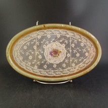 Vintage Embroidery-Under-Glass Vanity Tray Petit Point Insert 10&quot;x6&quot;  - £27.26 GBP