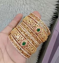 Indian Bollywood Style Gold Plated Chudi Bangle 6 pcs Bangles Jewelry Set - £61.70 GBP
