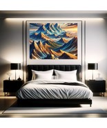 Mountain Ranges Landscape Sky Blues &amp; Sunset Oranges Printable Wall Art ... - $6.79 CAD