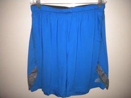 Adidas Men&#39;s Size Large Blue Gray Elastic Waist Climalite Athletic Shorts - £10.60 GBP