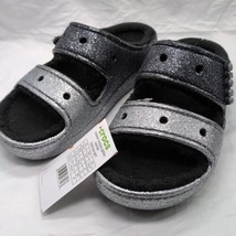 Crocs Classic Cozzzy Glitter Sandal Black/Silver US M5/W7 - $49.49