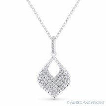 0.22 ct Round Cut Diamond Pave 14k White Gold Marquise Pendant &amp; Chain Necklace - £478.31 GBP