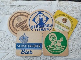 Five Vintage Beer Advertising Coasters or Mats European FREE SHIPPING - £9.67 GBP