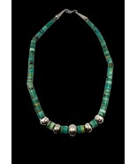 Vintage Santo Domingo Sterling Silver Natural Turquoise Heishi Bead Neck... - £174.33 GBP