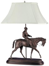 Sculpture Table Lamp Horse Jockey Boy Equestrian Hand Painted OK Casting Linen - £614.70 GBP