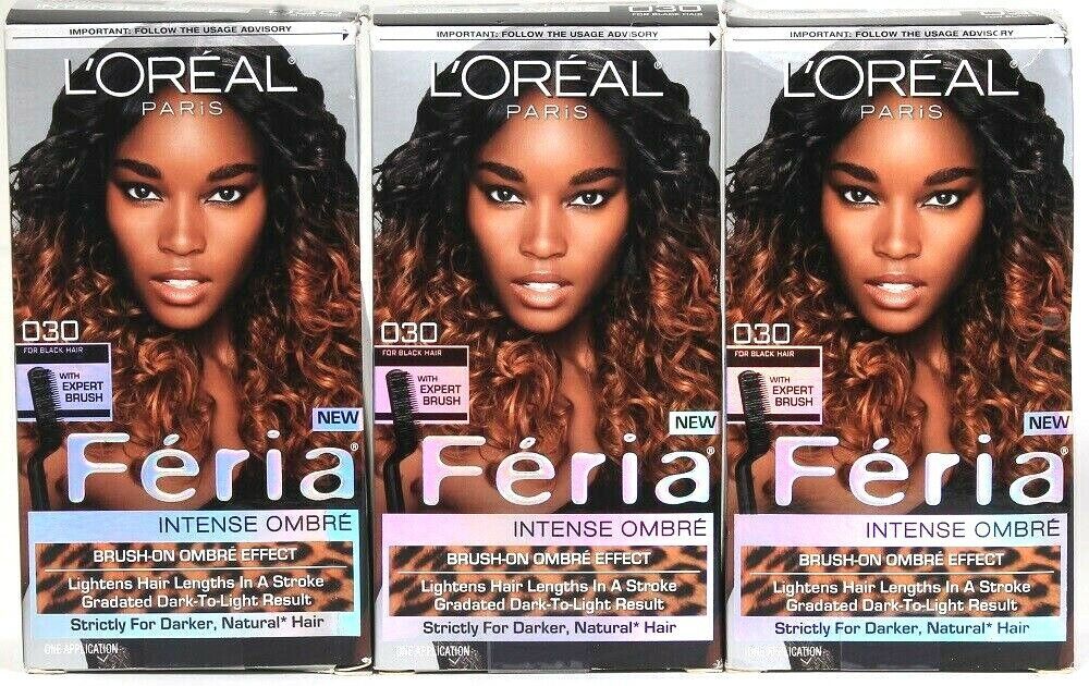 3 L'Oreal Paris Feria Intense Ombre 030 For Black Hair Brush On Dented Boxes - $30.99