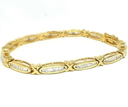 12 CT Baguette Cut Simulated Diamond Tennis Bracelet Yellow Gold Plated - $161.99