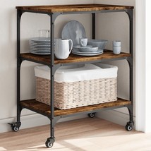  Kitchen Trolley Smoked Oak 23.6"x16.1"x29.9" Engineered Wood - $167.99