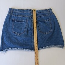 Forever 21 Women's Blue Cotton Cut Off Frayed Mini Denim Skirt Size 14 Waist 34" image 6
