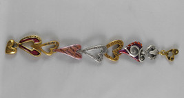 Chico&#39;s Overlapping Hearts Designer Bracelet Magnetic Brass Silver and Pink - £15.73 GBP
