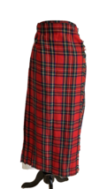VTG Wool Kilt Tartan Plaid Wrap Skirt  Edinburgh Scotland  w leather str... - £26.80 GBP