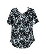 Cato Womens Blouse Top Size XS Black Blue White Geometric Chest Pocket - $19.43 CAD