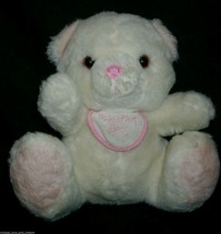9&quot; Just Friends 1995 White Pink Baby First Teddy Bear Stuffed Animal Plush Toy - £29.07 GBP