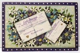 Valentine Beautiful Purple Flowers Western Union Telegraph Co Emb Postca... - $11.99