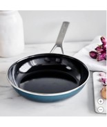 Merten &amp; Storck Frying Pan Teal 9.5&quot; Steel Core Enameled Oven Broiler Safe - $79.99