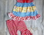 NEW Boutique Dumbo Striped Tunic Dress Ruffle Shorts Girls Outfit Set Si... - $14.99