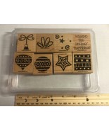Stampin Up 2004 “Two-Step Holiday Happiness” Set of 8 Wood Block Rubber ... - £9.34 GBP