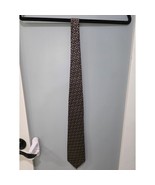 Christopher Hayes Tie Blue Gold Ring Print All Silk USA Made 56&quot; - $297.60 MXN
