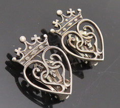 IONQ 925 Sterling Silver - Vintage Scotland Cutout Spade King Earrings -... - £45.52 GBP