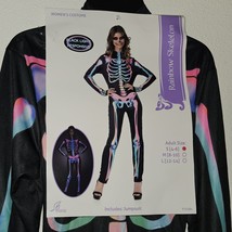 NEW Rainbow Skeleton Halloween Costume Women&#39;s Small 4-6 Black Light Res... - £23.58 GBP