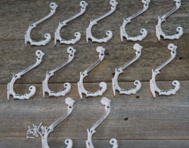 12 Cast Iron White Victorian Style Coat Hooks Hat Hook Rack Hall Tree W/... - $37.99