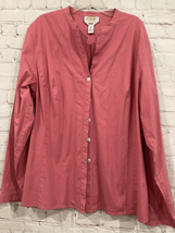 Talbots Stretch Womens Size 16 Button Front Blouse Shirt Pink Long Sleeves - $16.81